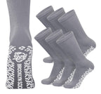 6 Pairs of Non-Skid Diabetic Crew Socks, Non Binding Top Therapeutic Cotton Gripper Socks (Grey, Size: 13-16)