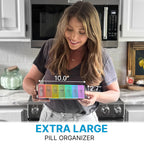 Extra Large Pill Organizer- XXL Pill Box 7 Day - Weekly Pill Organizer with AM PM Large Compartments Big Pill Case for Supplemen