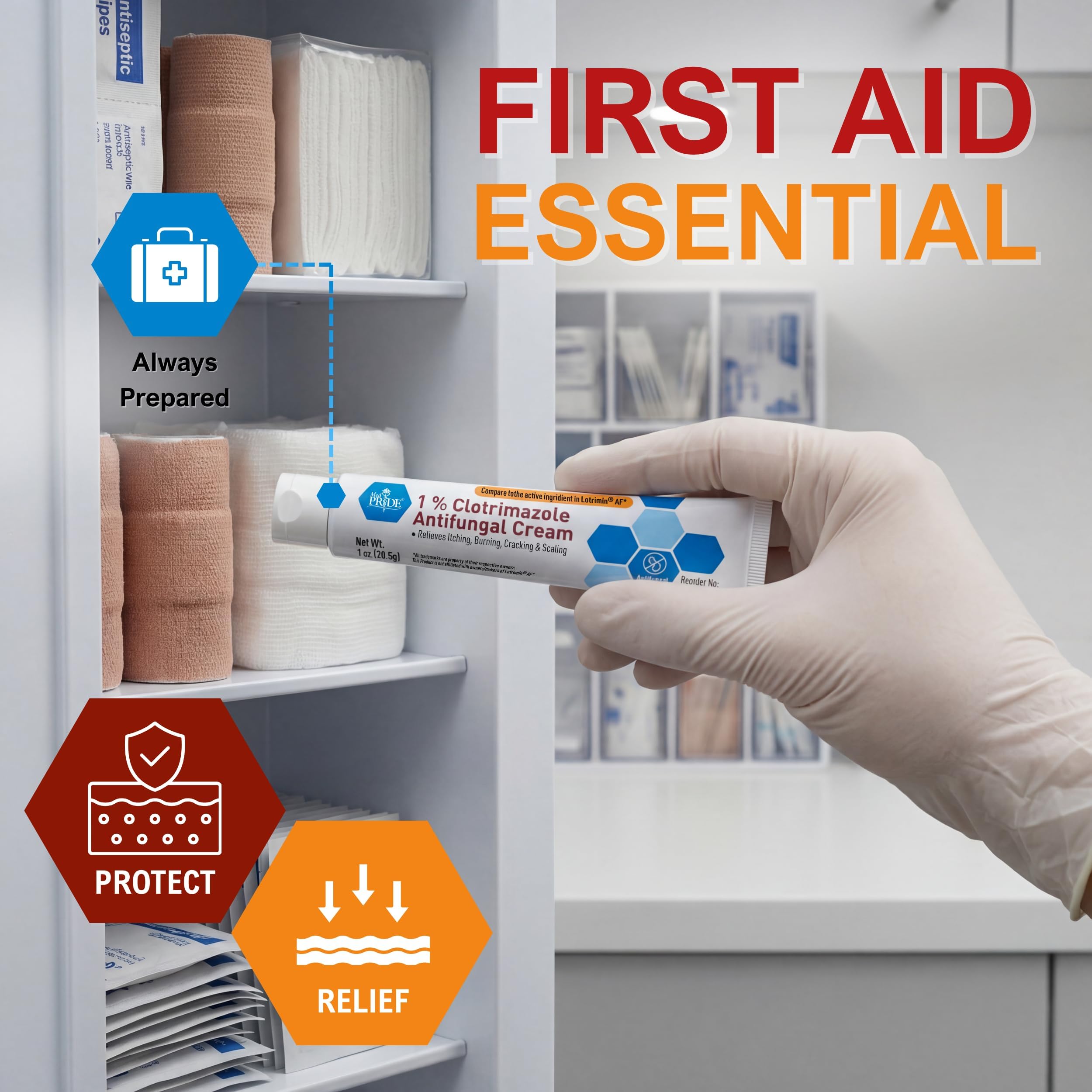 MED PRIDE 1% Clotrimazole Antifungal Cream 1oz- Fungus Skin Care Treatment with - Jock Itch Body Ointment - Fights Infection, Sw