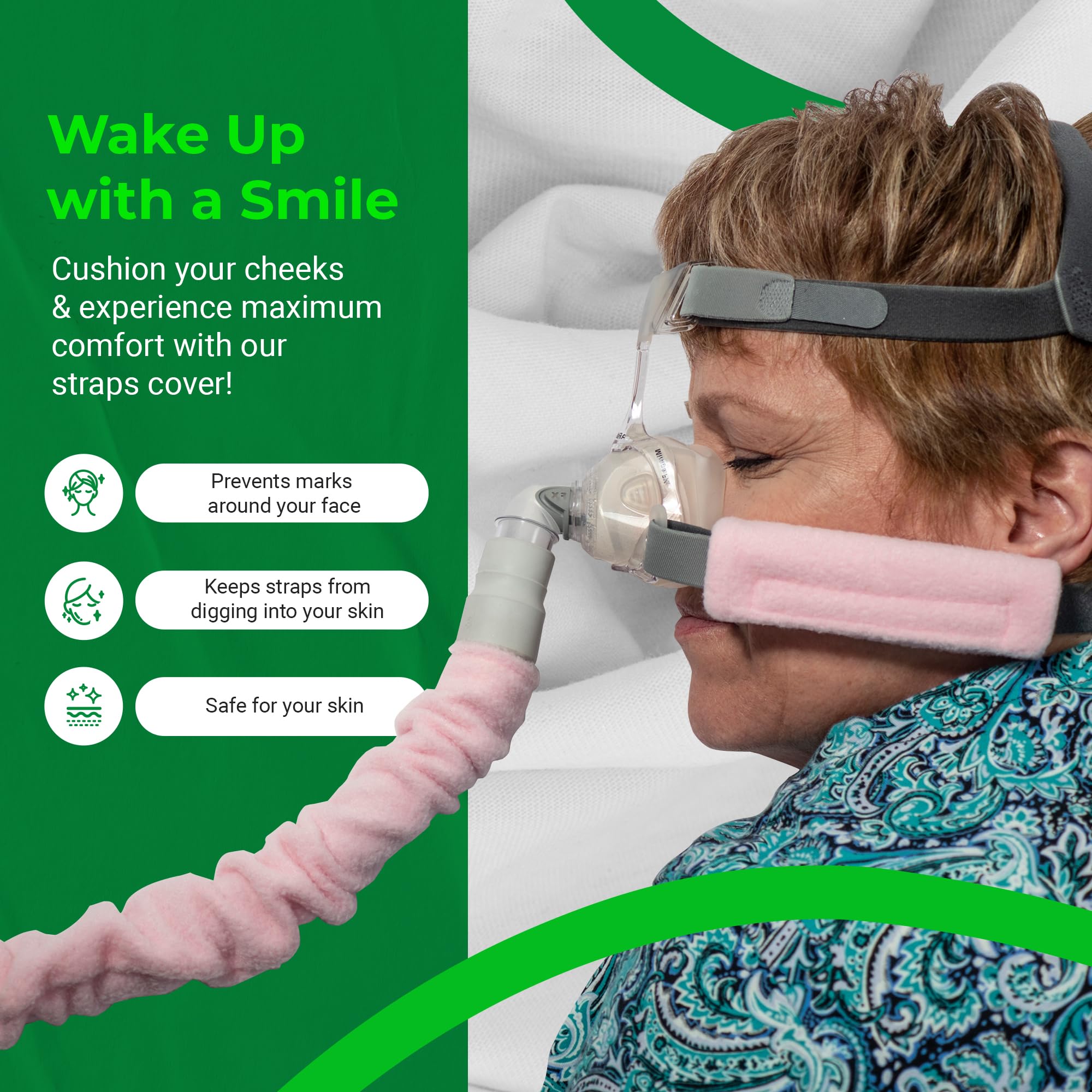 CPAP Strap Covers - Made in The USA - 2-Layered Fleece CPAP Strap Cushions for CPAP Mask Straps - CPAP Headgear Strap Covers for