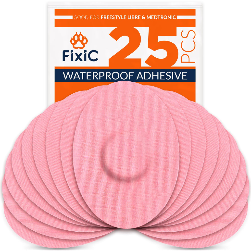 FixiC Freestyle Adhesive Patches 25 PCS - Good for Libre 1, 2, 3 & Plus - G7 & Stelo - Guardian - Waterproof Adhesive Patches - 