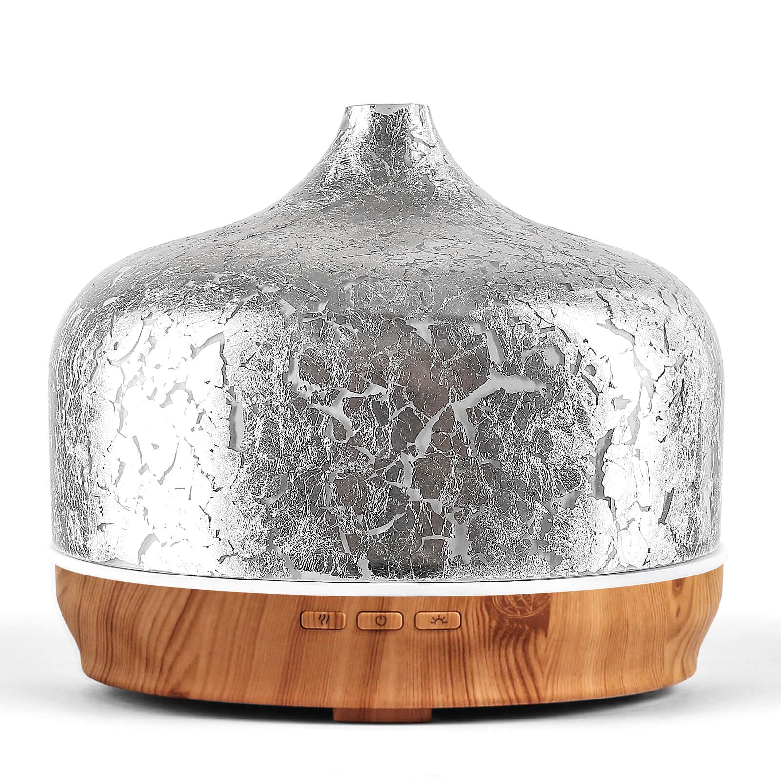 Porseme 500ml Essential Oil Diffuser Silver Plated Glass Aromatherapy Ultrasonic Humidifier - Auto Shut-Off, Timer Setting, BPA 