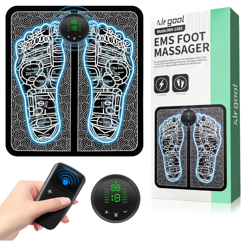 airgoal EMS Foot Massager, MHD TENS Transcutaneous Electrical Nerve Stimulator (TENS), Powered Musele Stimulator (PMS), 12 Opera
