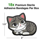 GAMAGO Kitten Bandages for Kids & Kidults - Set of 18 Individually Wrapped Self Adhesive Bandages - Sterile, Latex-Free & Easily