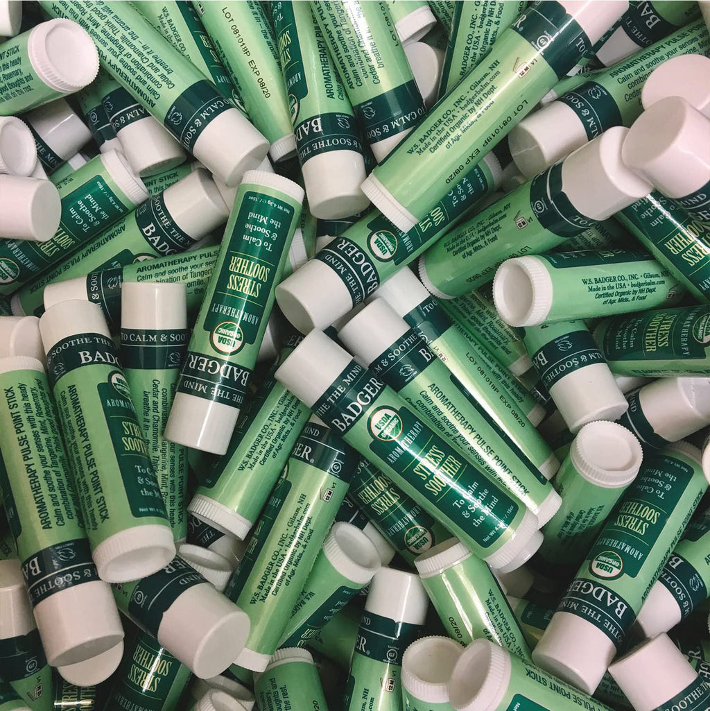 Badger Stress Soother Balm, Organic Essential Oil Aromatherapy, Calm & Soothe The Mind, Easy to Use Portable Stick, Effective St