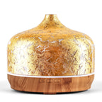 Porseme 500ml Essential Oil Diffuser Gold Plated Glass Aromatherapy Ultrasonic Humidifier - Auto Shut-Off, Timer Setting, BPA Fr