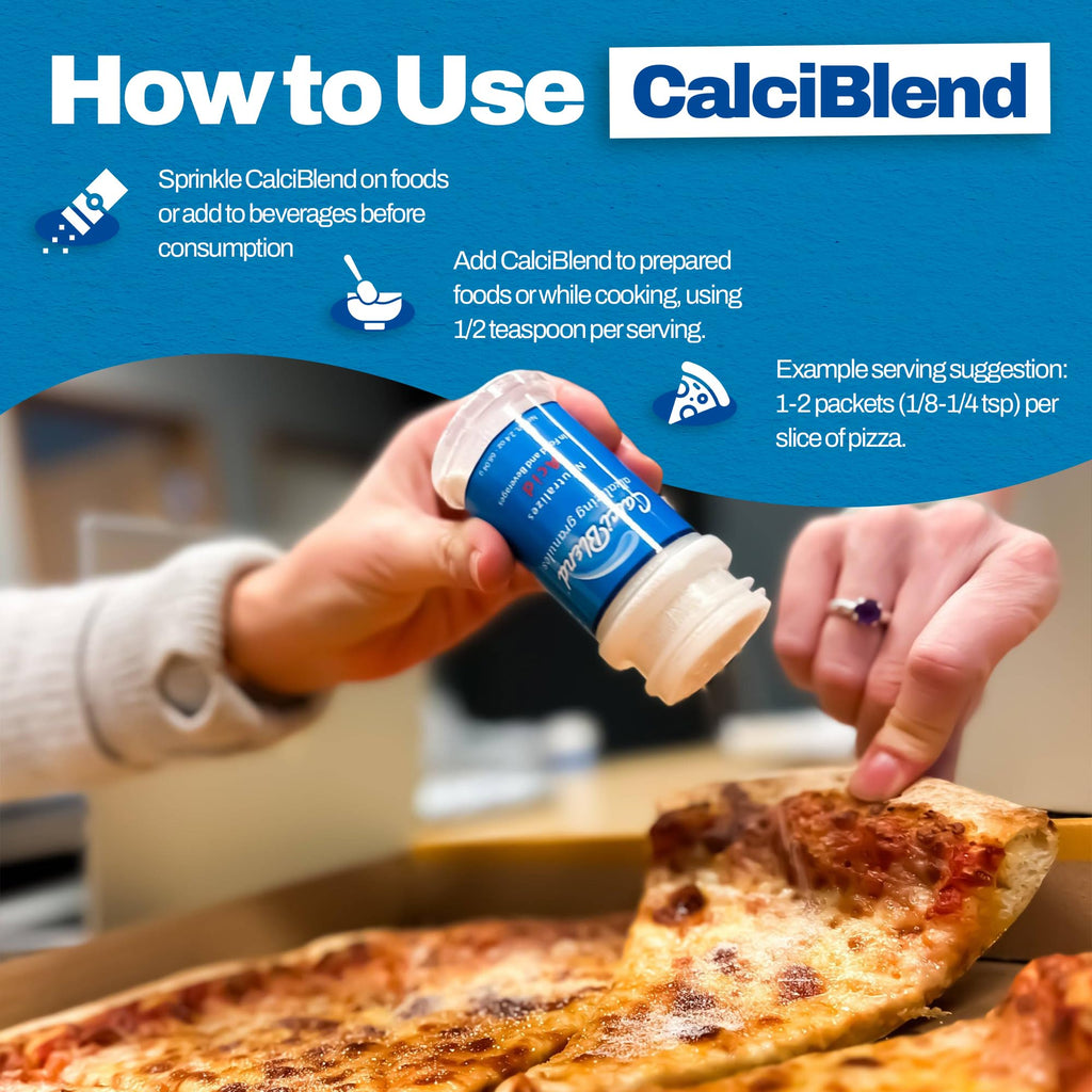 CalciBlend 2.4oz Shaker Bottle-Acid Reducing Granules - Alkalizing - Food & Beverage Acid Reducer - Promotes Digestive and Urina