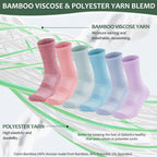 Bulinlulu Non Binding Diabetic Socks for Women&Men,6 Pairs Crew Diabetic Socks,Diabetic Crew Socks with Seamless Toe(Medium,Ligh