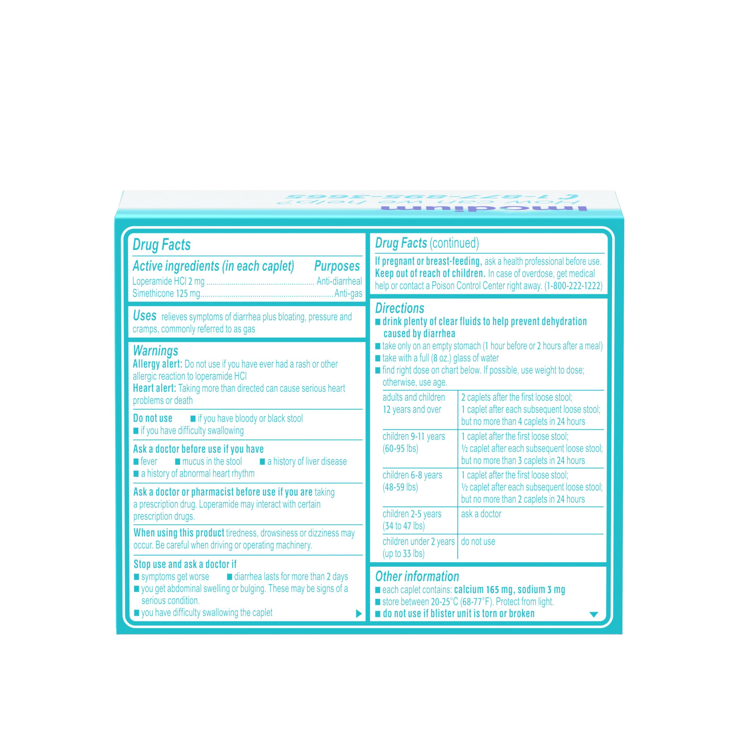 Imodium Multi-Symptom Relief Caplets with Loperamide Hydrochloride & Simethicone, Anti-Diarrheal Medicine for Treatment of Diarr
