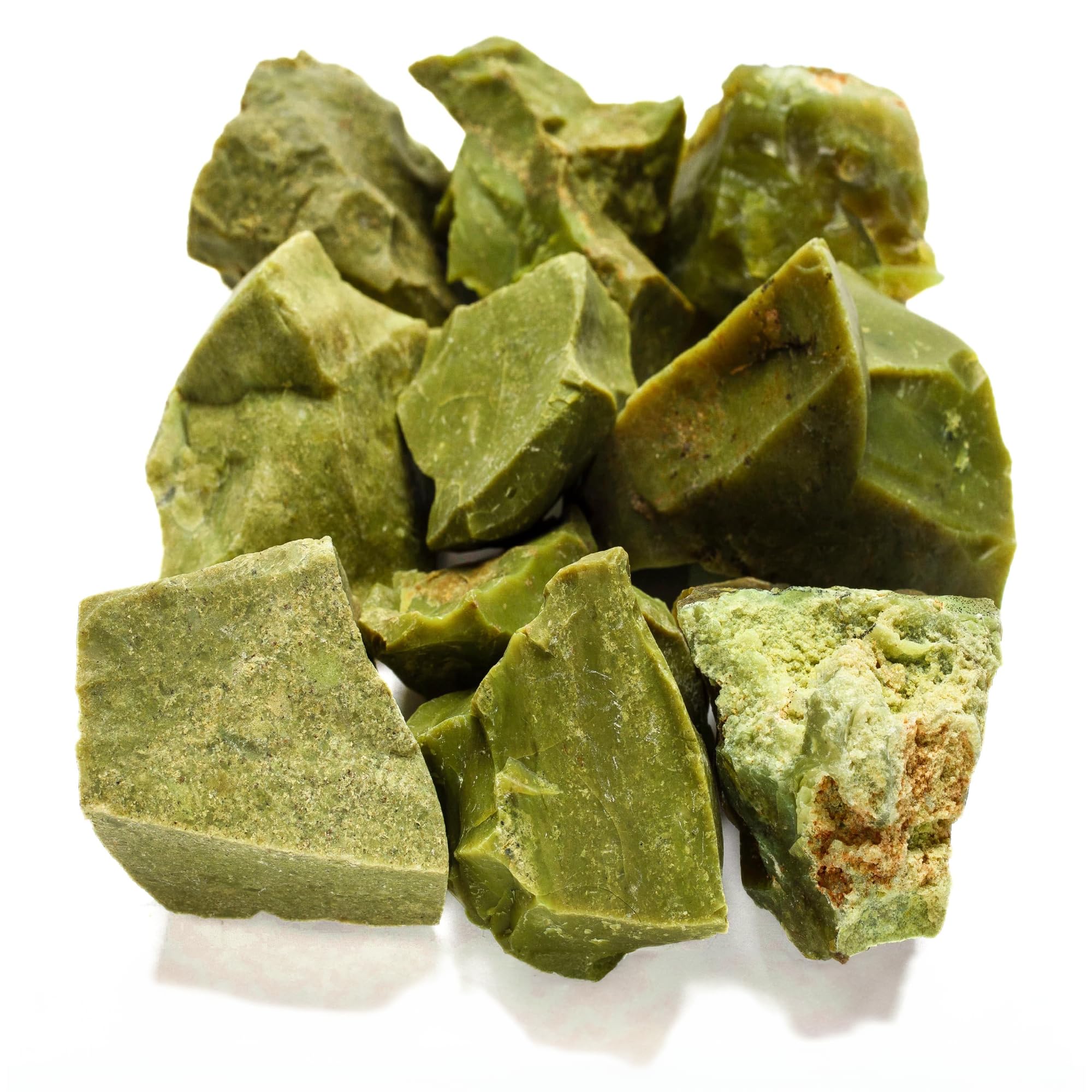 KALIFANO Rough Green Opal 10 Stone Bulk Bundle with Healing & Calming Effects - AAA Grade High Energy Raw Opalo Verde - Reiki Cr