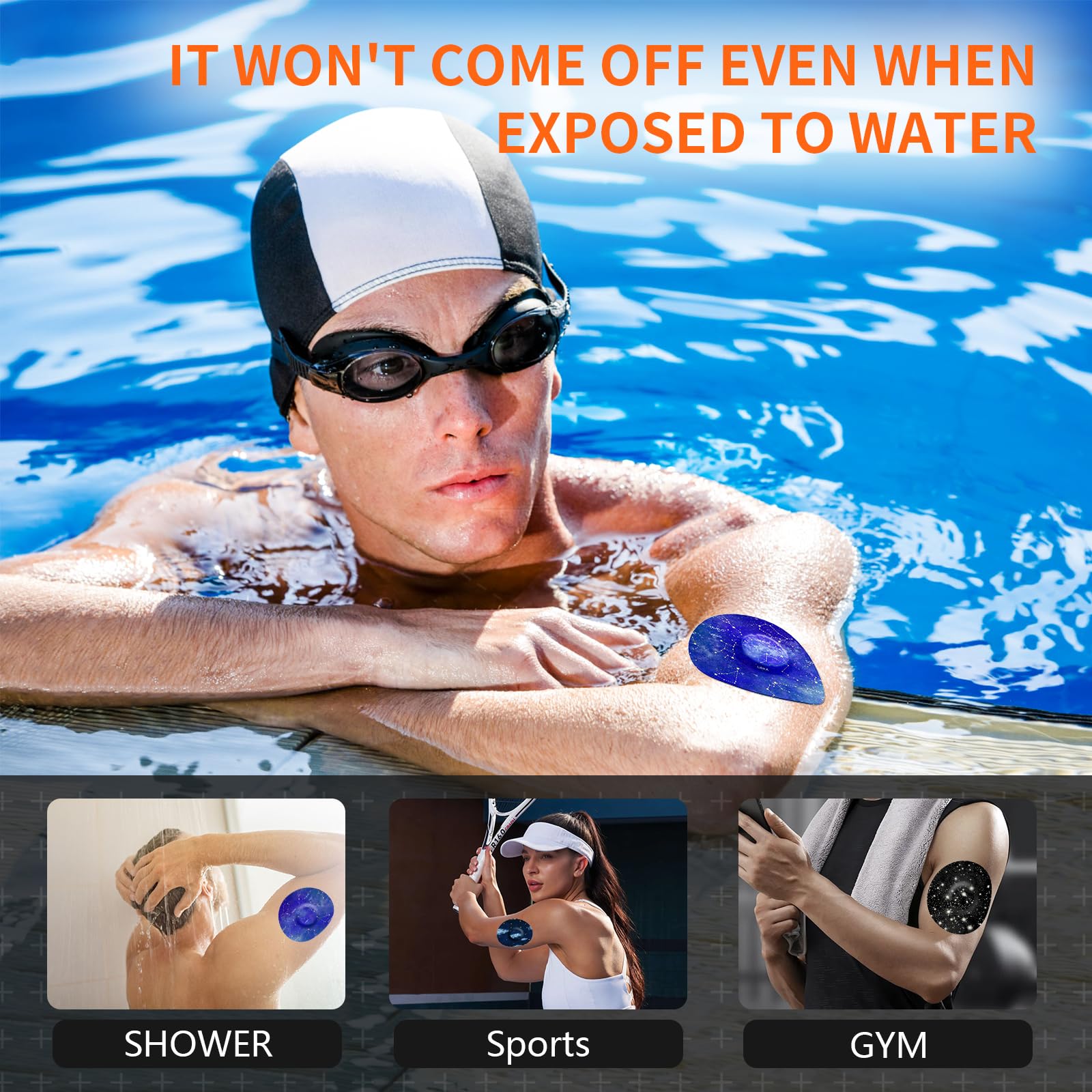 20pcs Sensor Covers for Libre 3 & Lingo Waterproof, Adhesive Patches for Lingo,Sweatproof CGM Protector,Lasts for 14 Days (Seren