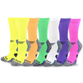 Relaxed Lose Binding Top Viscose Bamboo Bright Colorful Diabetic Crew Socks for Women 6-Pairs (9-11, Bright)