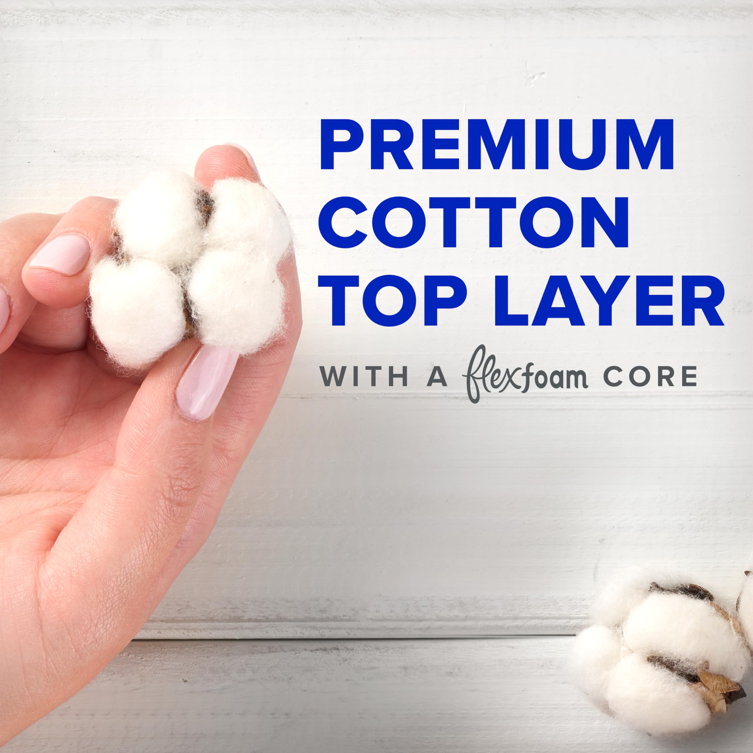 Always Pure Cotton Feminine Pads for Women, FlexFoam Pads with Wings, Size 3, Extra Heavy Flow Absorbency, Made with a Premium C