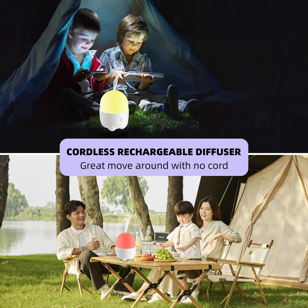 CHOUWEEK Cordless Rechargeable Diffuser for Essential Oil, Battery Operated & Wireless USB Aroma Diffuser Humidfer, Mini Portabl