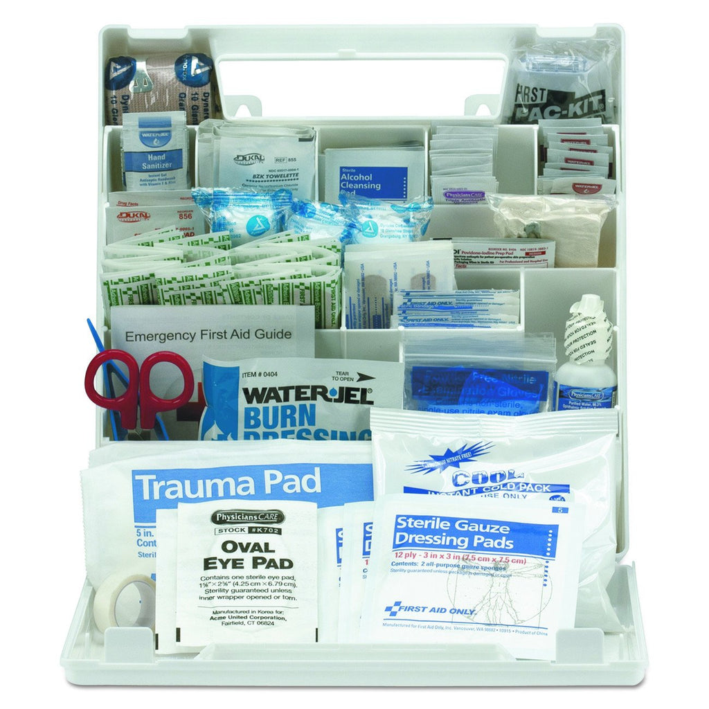 First Aid Only 90639 ANSI 2015 Compliant 50 Person Bulk Class A+, First Aid Kit, Plastic Case with Dividers