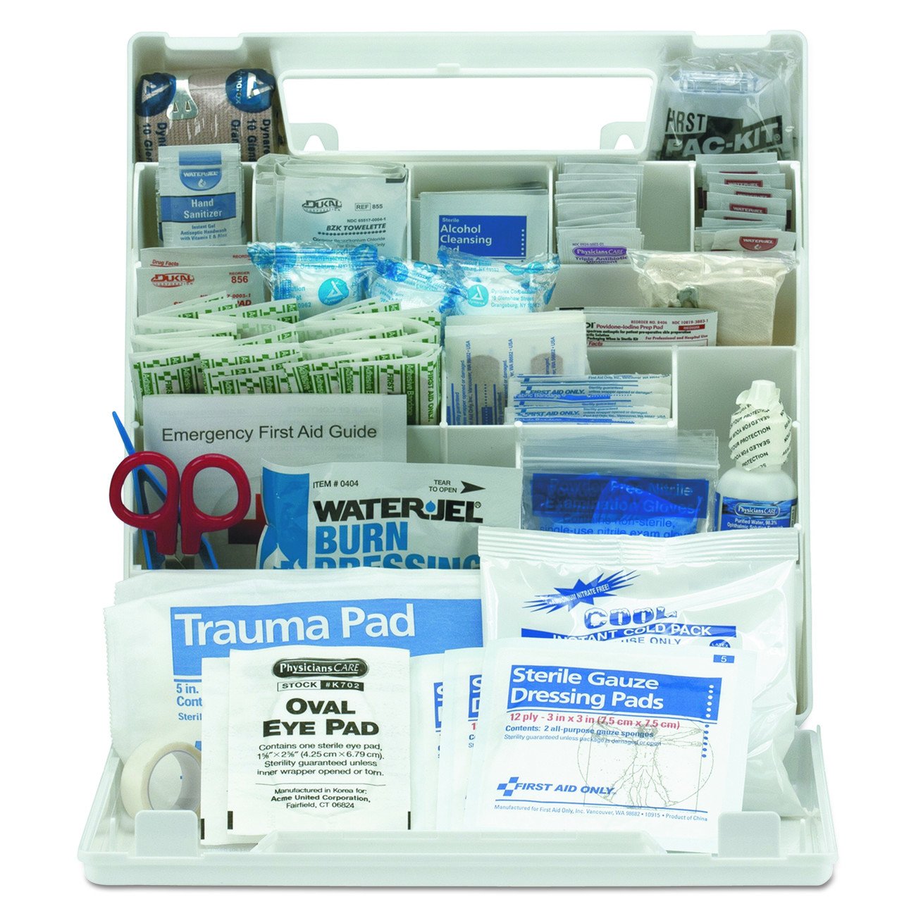 First Aid Only 90639 ANSI 2015 Compliant 50 Person Bulk Class A+, First Aid Kit, Plastic Case with Dividers