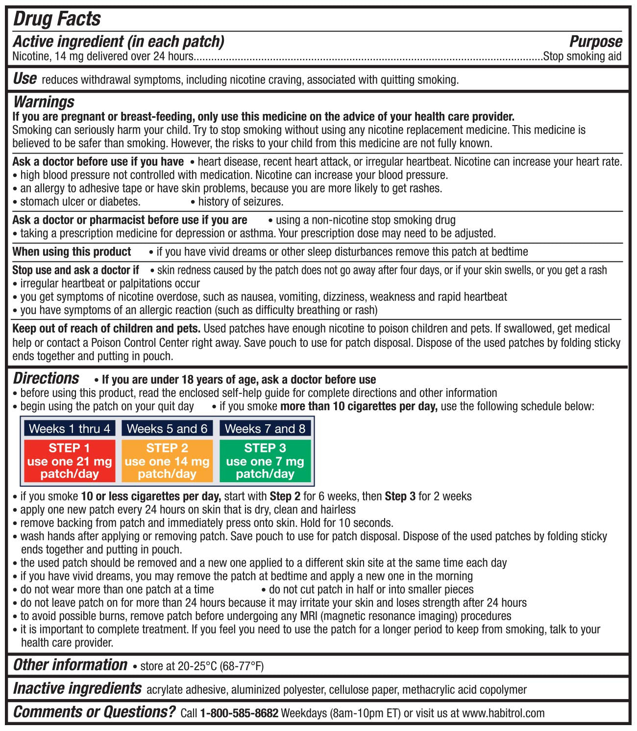 Habitrol Nicotine Transdermal System Patch | Stop Smoking Aid | Step 2 (14 mg) | 14 Patches (2 Week Kit) | Packaging May Vary