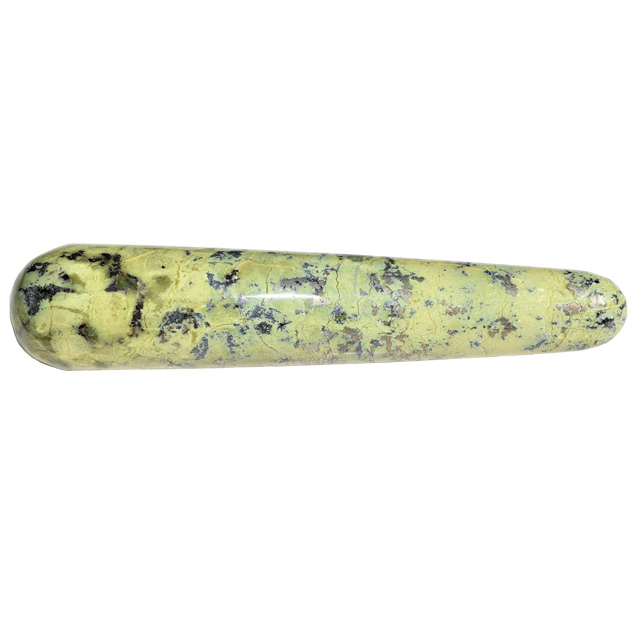 Charged 4 Serpentine Crystal Massage Wand + Selenite Charging Heart Included (Stimulate Kundalini Energies/Remove Chakra BLOCKAG