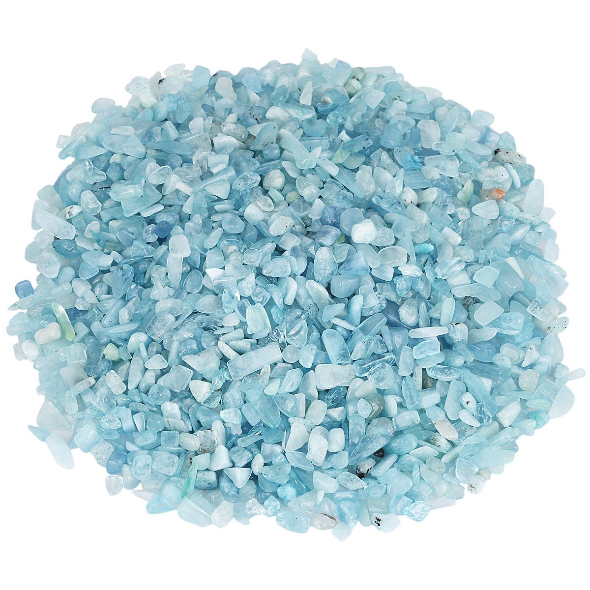 SUNYIK Natural Aquamarine Tumbled Chip Stone, Throat Chakra Crystal Pillow for Healing Reiki, Sphere Sculpture Figurine Point Di