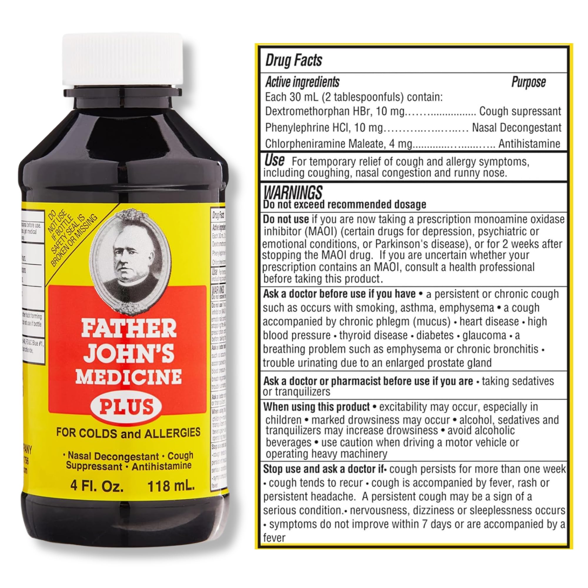 FATHER JOHNS Cough and Allergy Bundle, 4 fl oz Cough Suppressant, Cold & Allergy Relief