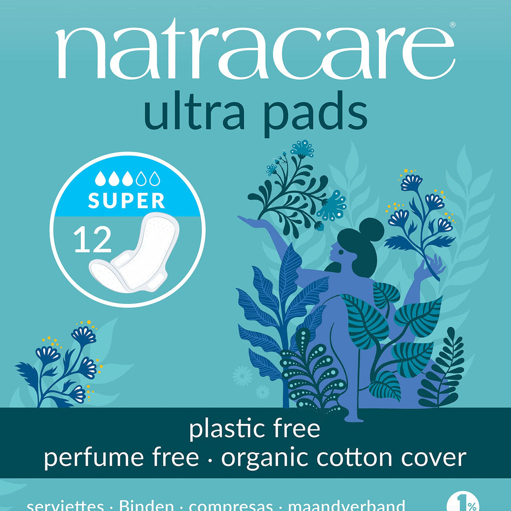 Natracare Pads Ultra Super Wings, 12 ct