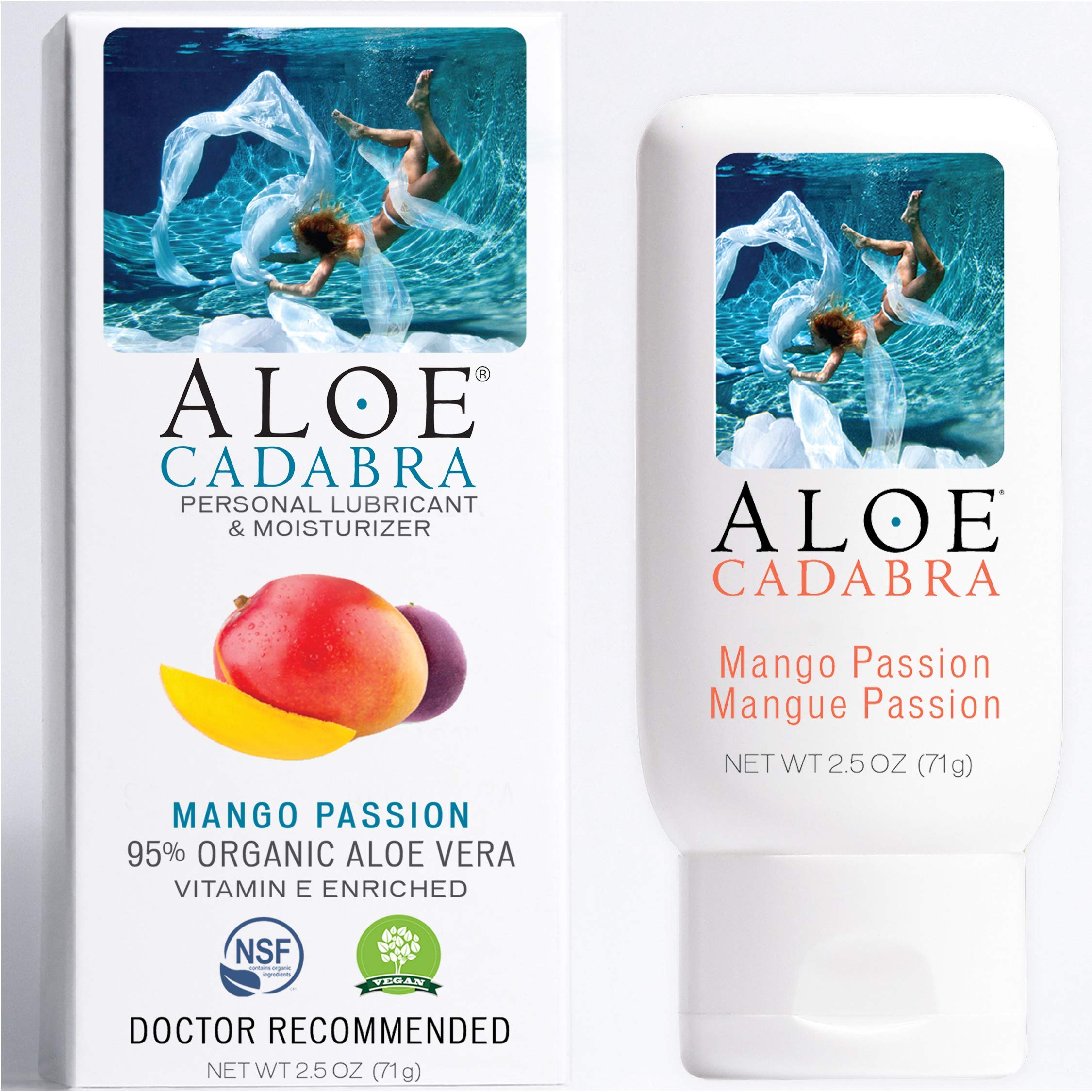 Aloe Cadabra Flavored Personal Lubricant Organic Passion Lube for Women, Men & Couples, Mango Passion 2.5 Ounce