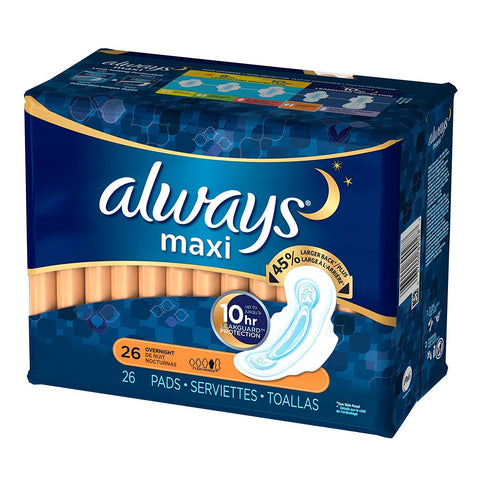 Always Pads Size 4 Maxi 26 Count Overnight (Pack of 2)