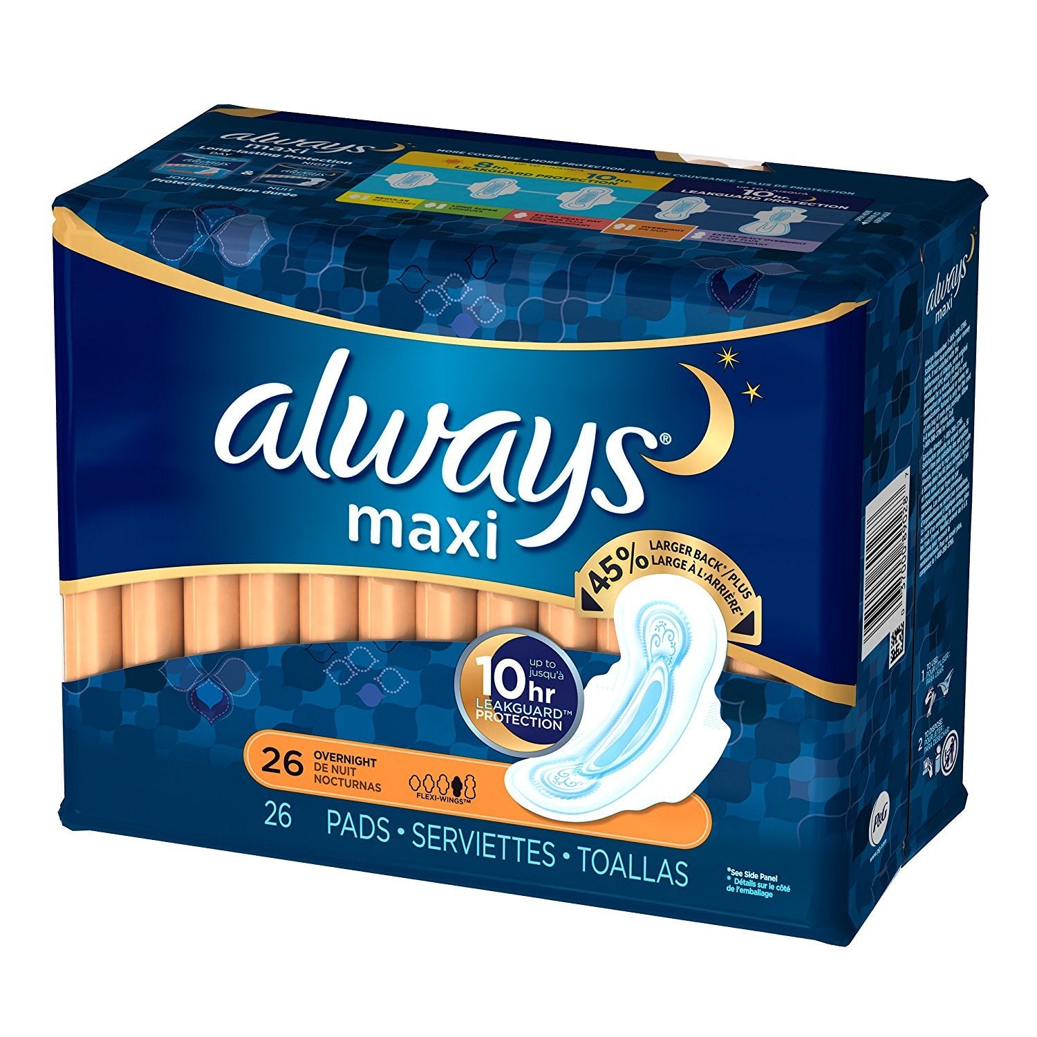 Always Pads Overnight w/Flexi-Wings, Unscented