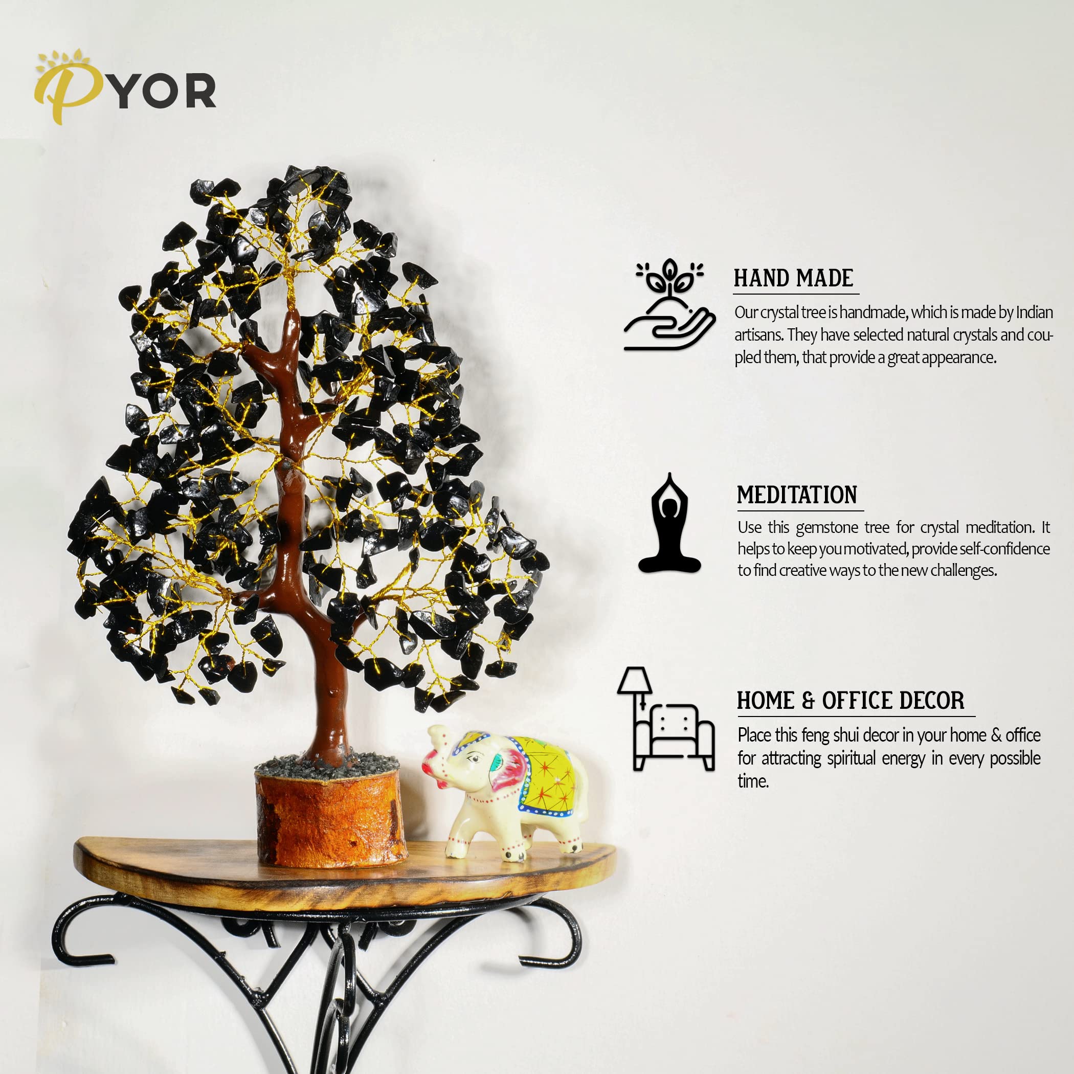 PYOR Black Tourmaline Stone, Crystal Tree, Crystal Tree Feng Shui, Black Tourmaline Crystals, Gem Trees, Positive Stones and Cry