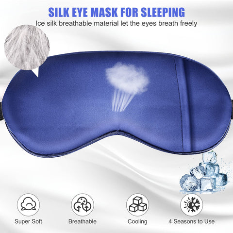 Cavoilu Cooling Sleep Mask w/Gel Eye Mask, Silk Eye Mask for Sleeping, Heated Eye Masks, Blindfold Eye Cover Sleeping Mask for H
