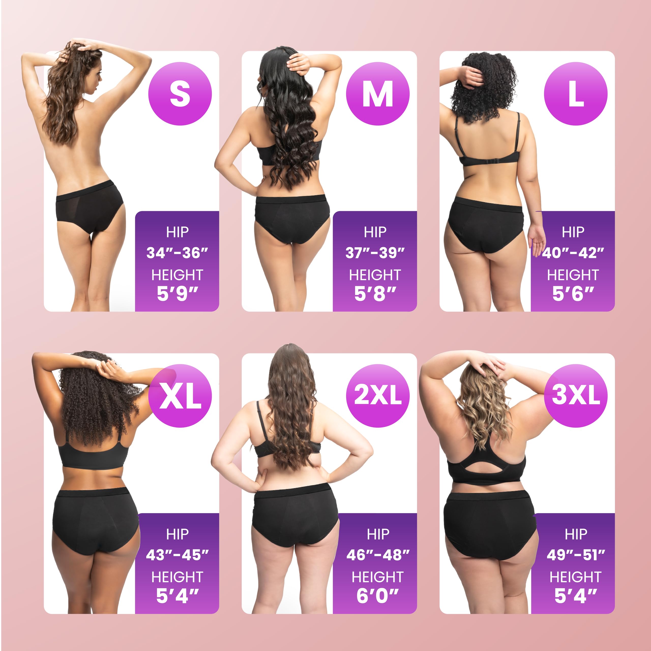 4period Period Underwear for Women & Teens; Comfortable, Breathable, No Side Leaks, Heavy Absorbency (3 Black, 4X-Large)