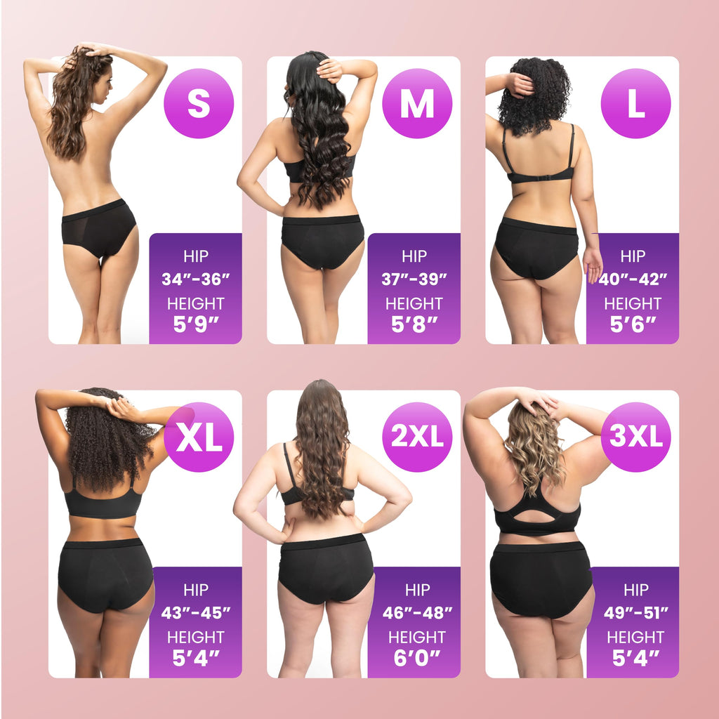 4period Period Underwear for Women & Teens; Comfortable, Breathable, No Side Leaks, Heavy Absorbency (3 Black, 4X-Large)