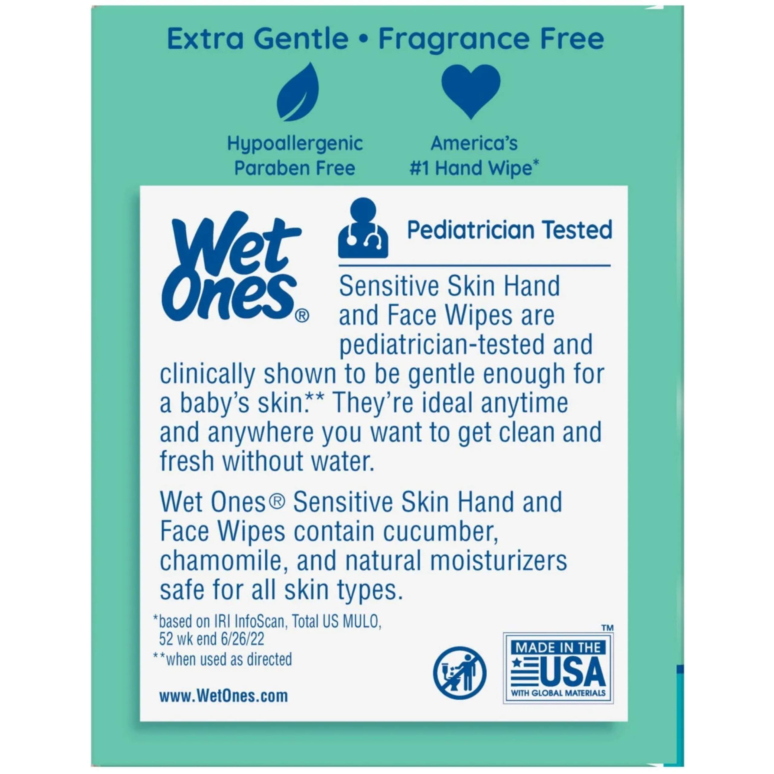 WET ONES Sensitive Skin Hand Wipes, Singles Extra Gentle Fragrance & Alcohol Free 24 ea ( Pack of 3)