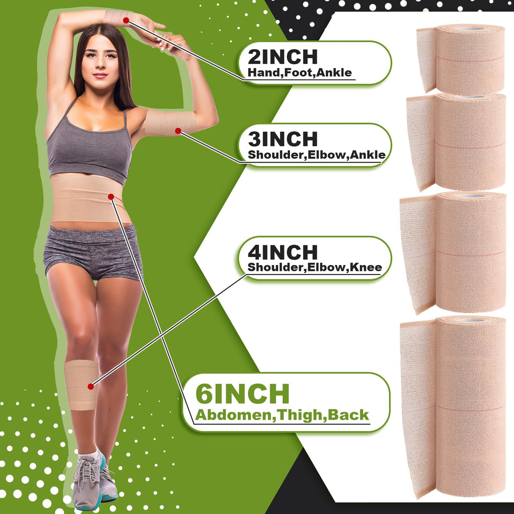 Tondiamo 8 Rolls Elastic Adhesive Bandage Tape Medical Bandage Wrap Athletic Sports Tape Flexible Stretch Skin Bandages Strips f