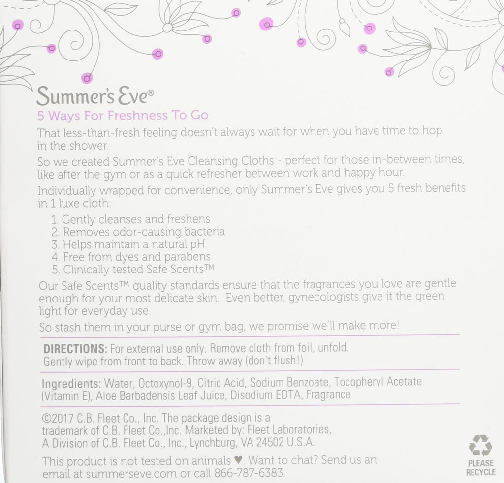 Summers Eve Cleansing Cloths, 16 Count (Pack of 2)