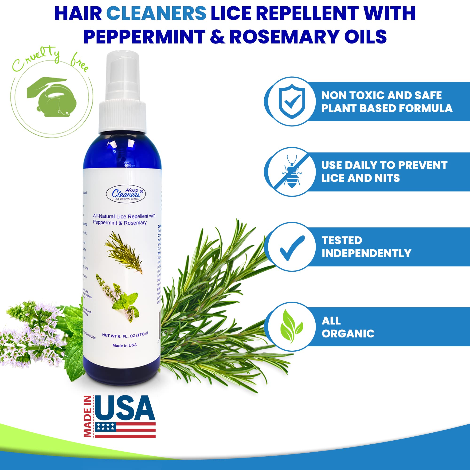 Lice Spray for Hair with Peppermint and Rosemary, Lice Spray for Daily Use Non Toxic and Safe for Kids and Adults, Lice Scare Aw