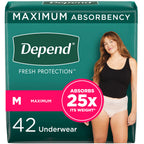 Depend FIT-Flex Incontinence Underwear for Women, Blush, Medium, 42 Count