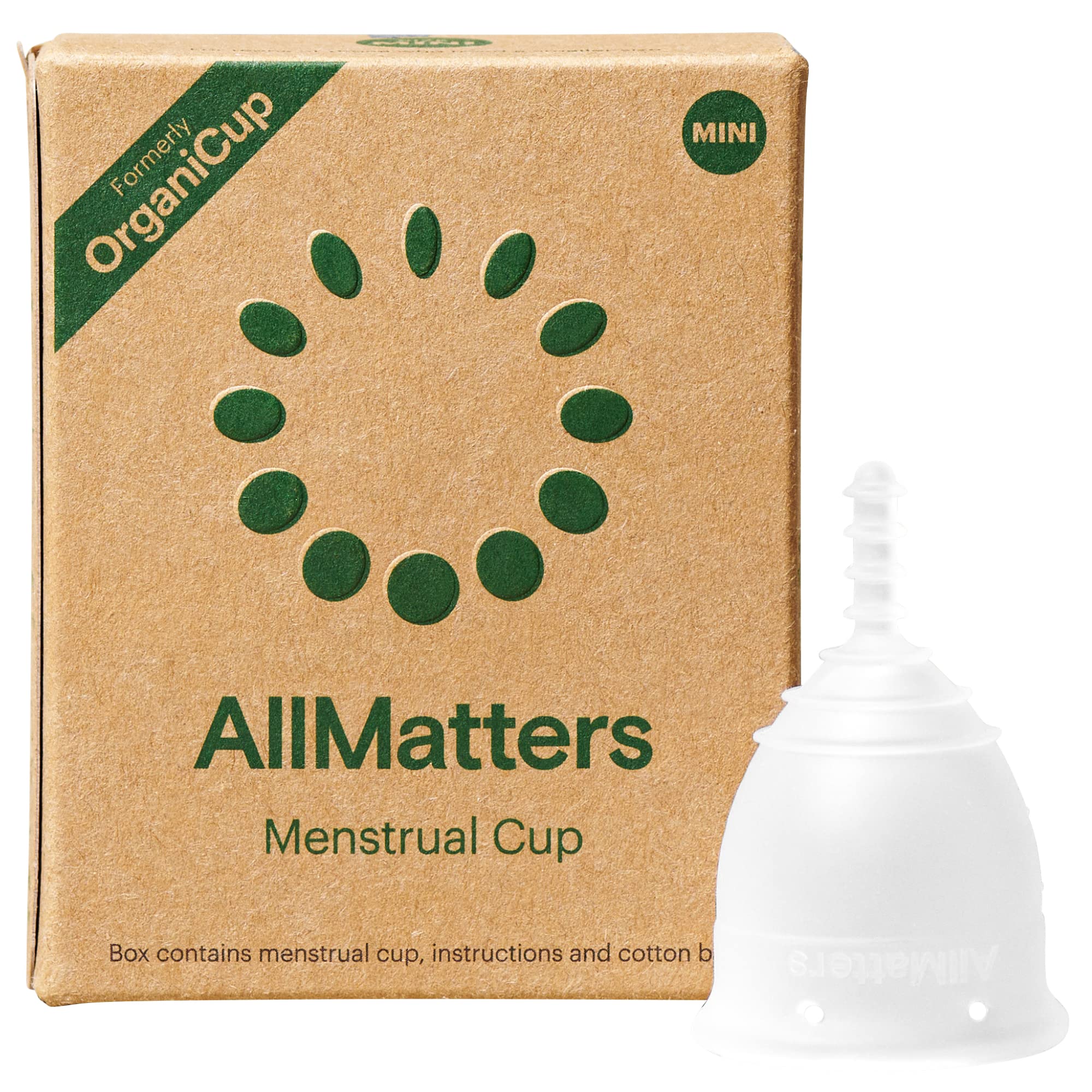 AllMatters OrganiCup Menstrual Cup - Size Mini - Eco-Friendly, Reusable Period Solution - Superior to Pads & Tampons - Suitable 