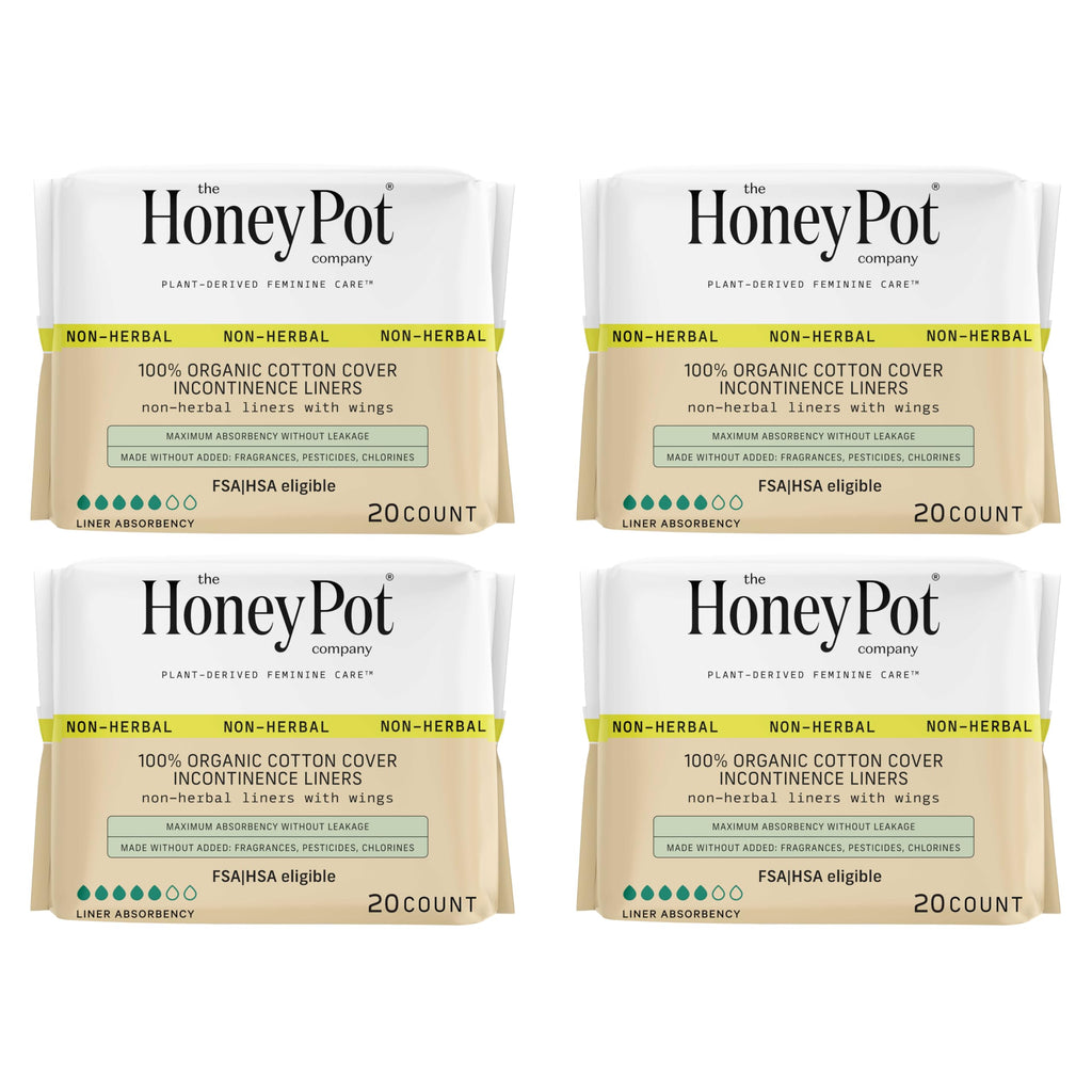 The Honey Pot Company - Incontinence Pads for Women - 80ct - Non-Herbal Panty Liners - Bladder Leak Control - Organic Cotton Cov