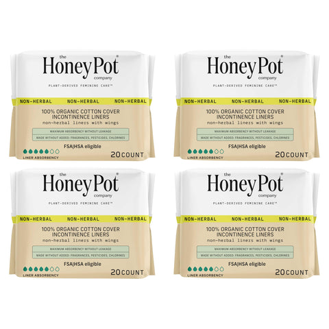 The Honey Pot Company - Incontinence Pads for Women - 80ct - Non-Herbal Panty Liners - Bladder Leak Control - Organic Cotton Cov
