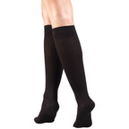 Truform Compression Socks, 15-20 mmHg, Women's Dress Socks, Knee High Over Calf Length, Black Rib Knit, Small