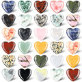 Nuenen 30 Pcs Heart Shape Crystals Bulk 1.2 Inch Gemstone Heart Stones Worry Stone Rocks Quartz Love Pocket Palm Bulk for Valent