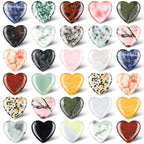 Nuenen 30 Pcs Heart Shape Crystals Bulk 1.2 Inch Gemstone Heart Stones Worry Stone Rocks Quartz Love Pocket Palm Bulk for Valent