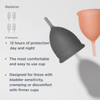 Saalt Soft Menstrual Cup - Best Sensitive Reusable Period Cup - Wear for 12 Hours - Tampon and Pad Alternative (Regular Grey, Sm