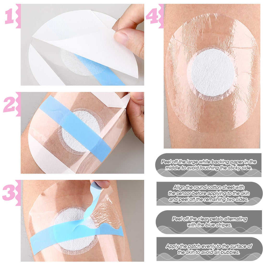 60 Packs Shower Waterproof Patch Freestyle Transparent Adhesive Patches Waterproof Sensor Covers Precut Clear Protection Sticker