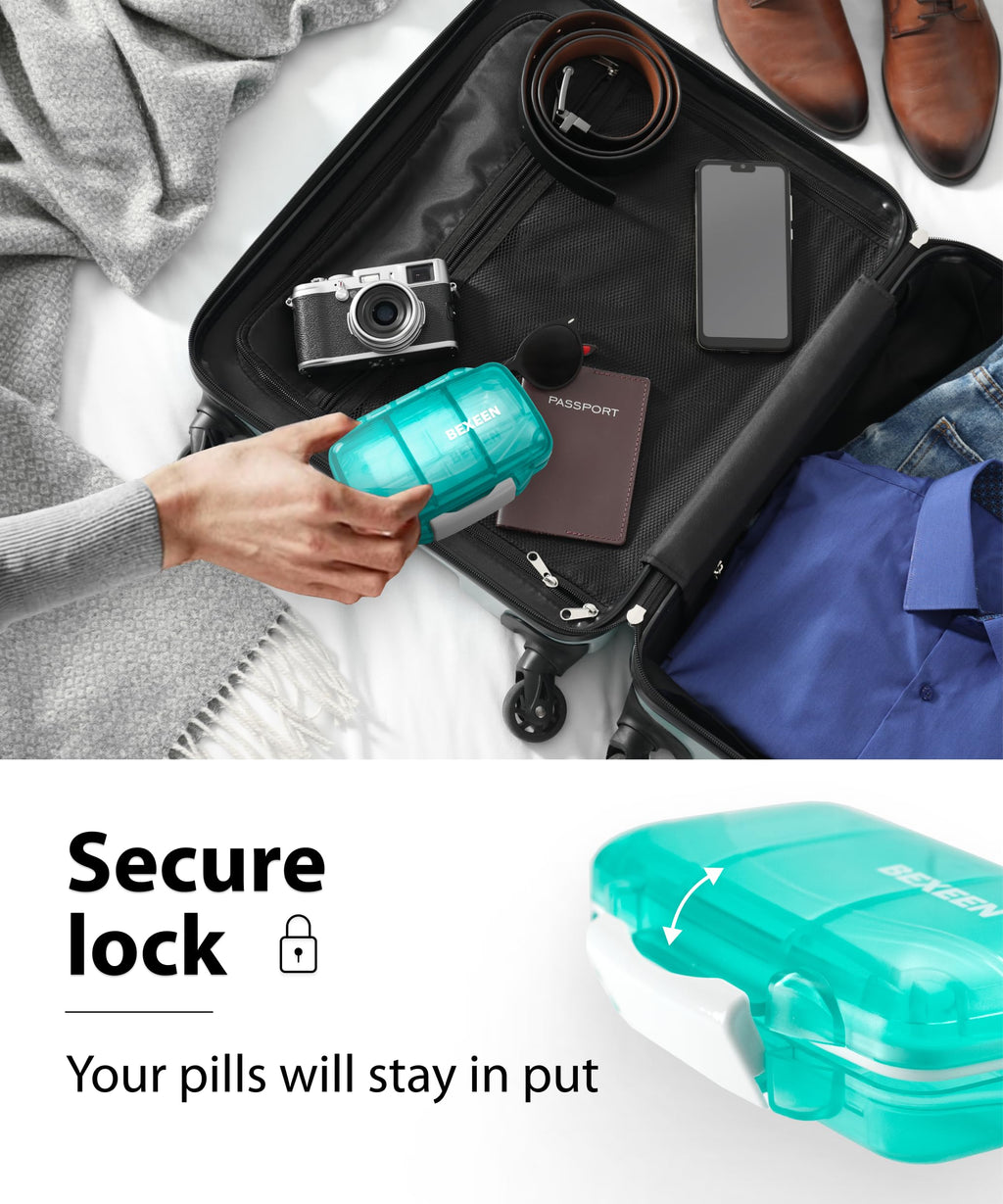 Travel Pill Organizer - Compact Medicine Kit for Purse, Portable Pharmacy Pill Box with Labels, Moisture-Proof Vitamin & Supplem
