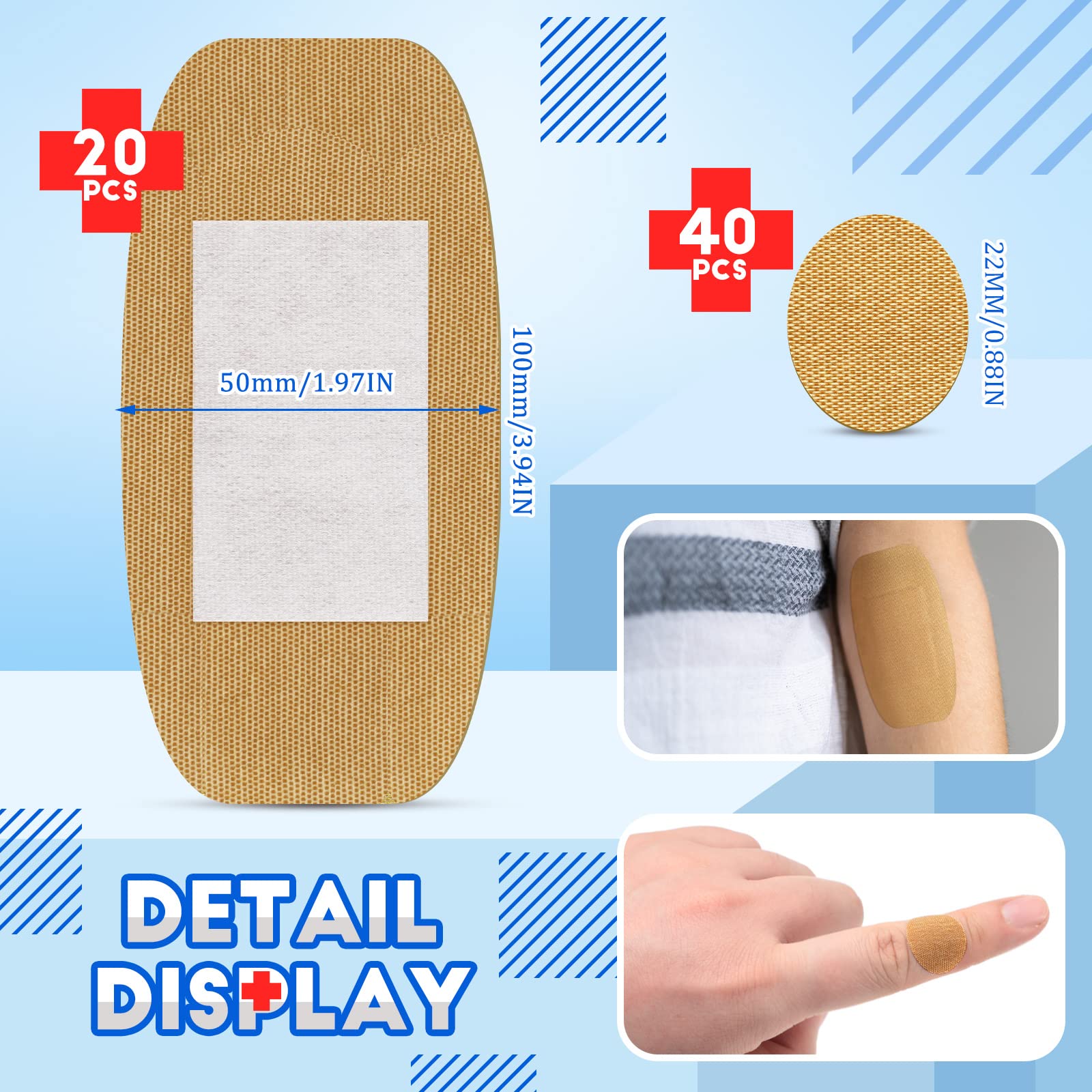 Assorted Flexible Fabric Adhesive Bandages - Family Variety Pack, Small Comfortable Fingertip & Round Cloth Bandages (300 Pieces