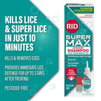 RID Super Max Advanced Shampoo Lice Removal Treatment, 3.4 Fl Oz, Includes Nit Removal Comb