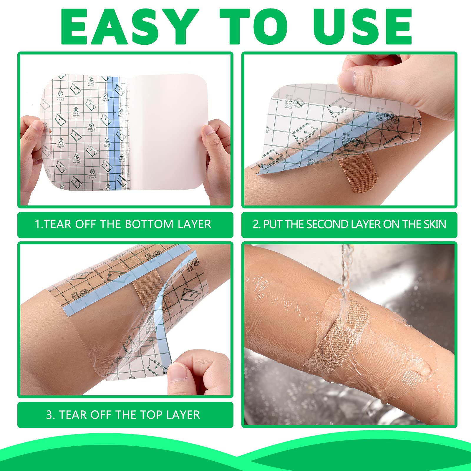 50 Pieces Transparent Stretch Waterproof Adhesive Bandage Protective Bandage Clear Film Dressing Cover Stretch Tape Round Shower