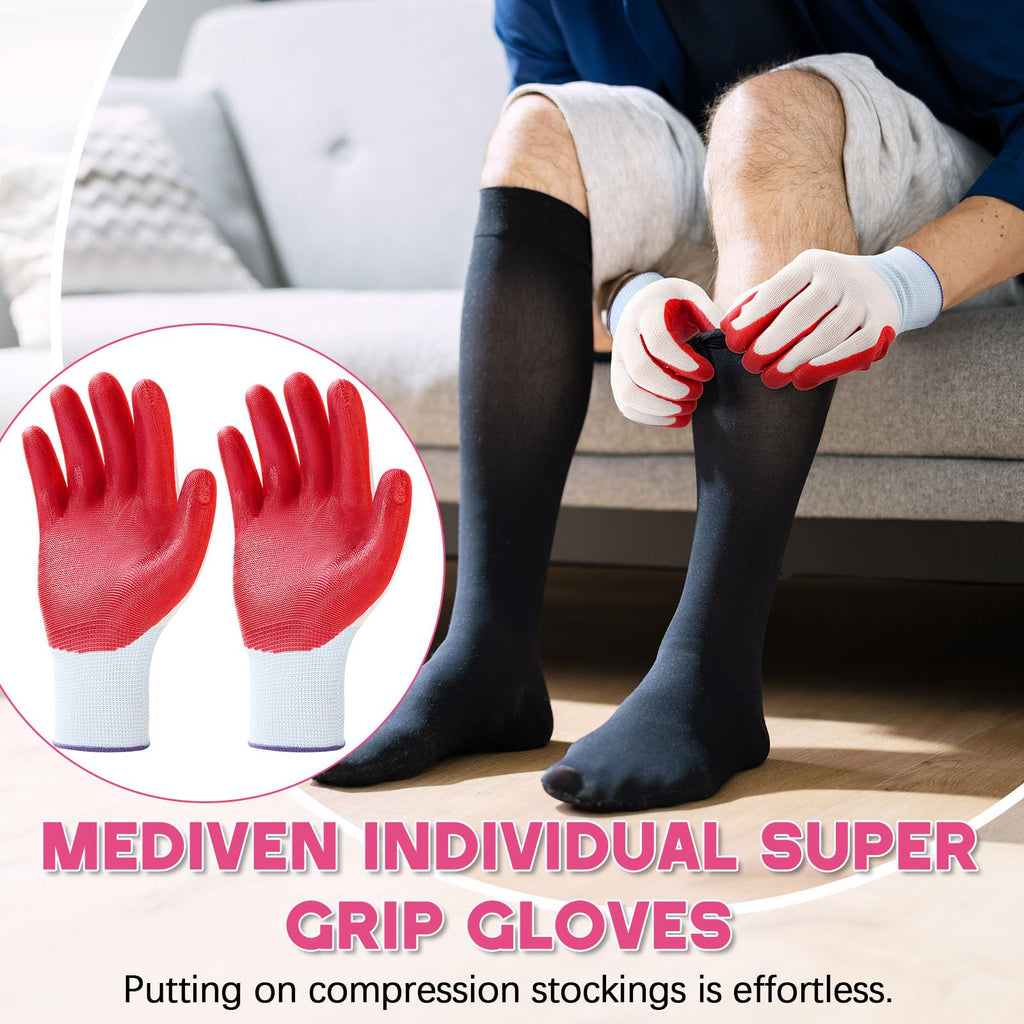 Sureio 3 Pairs Donning Gloves for Compression Stockings Gloves for Donning Gripping Compression Wear (Pink)